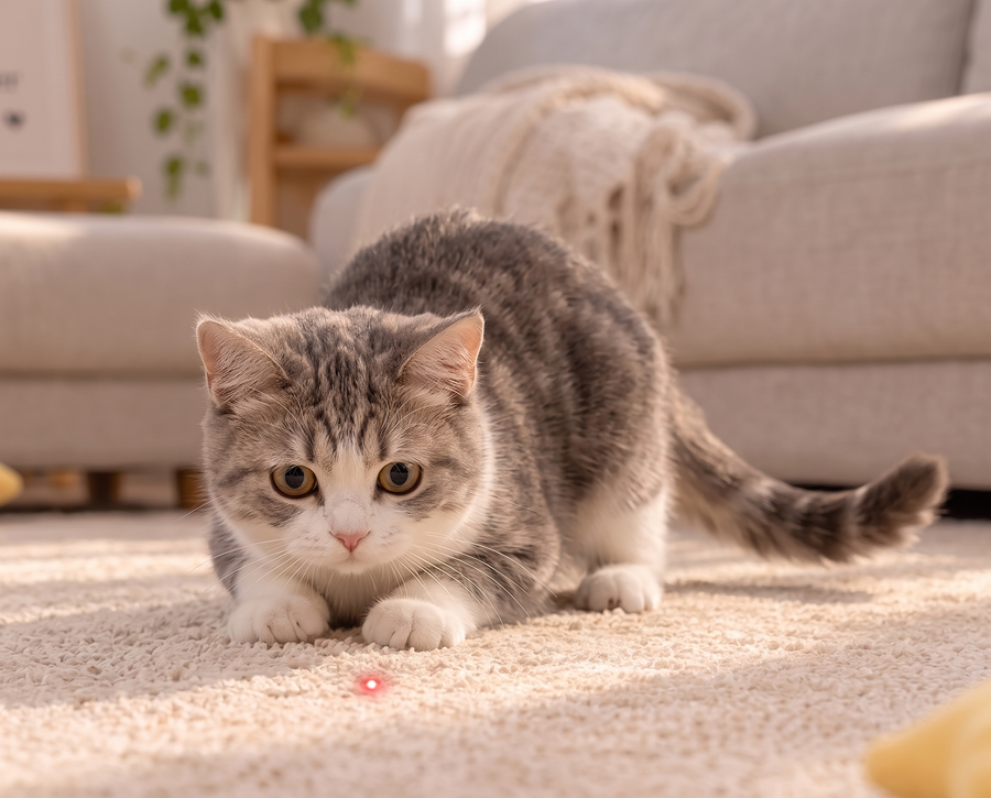 Cat chasing a laser dot